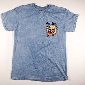 SUBLIME Band Tee Blue Retro Distressed Graphic Tee Size M